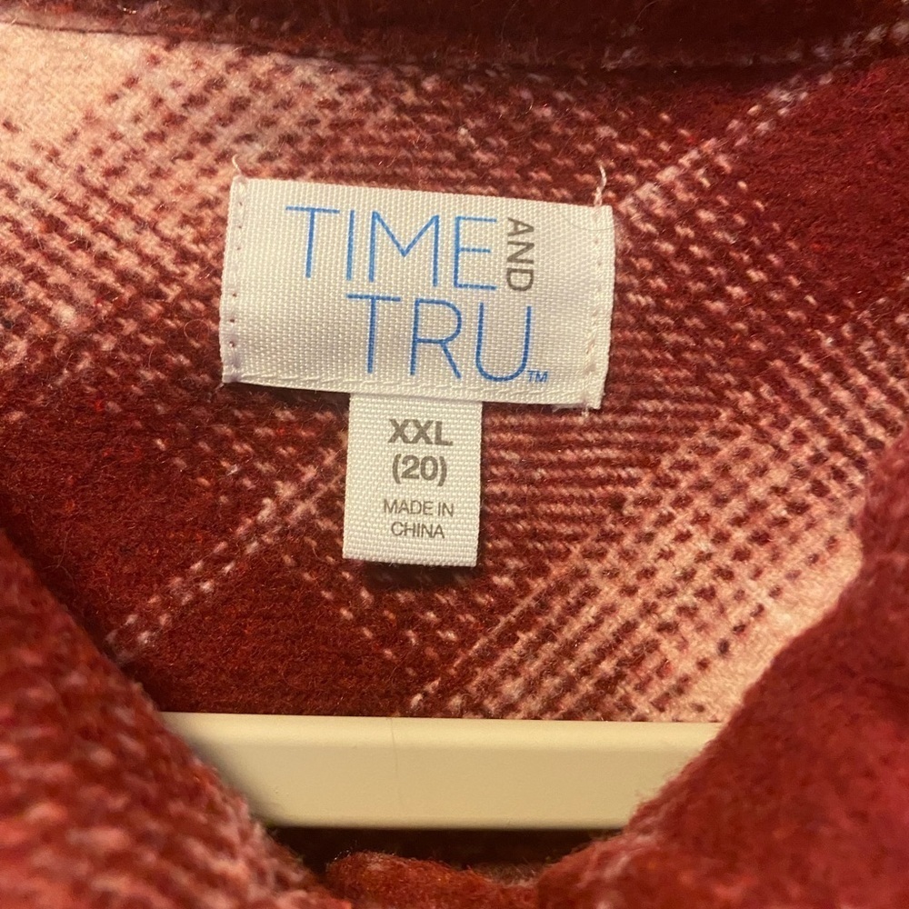 Time and Tru Plaid Button Down Shacket, Size XXL - Picture 7 of 8